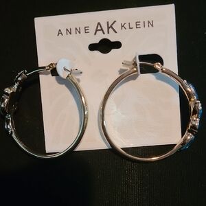 Anne Klein Gold Floral Hoop Earrings